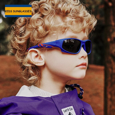 Fashion Kids Silicone Frame TAC Polarized Sun Glasses Soft TR90 UV400 Wrap Around Sport Sunglasses for Boys Girls Shades