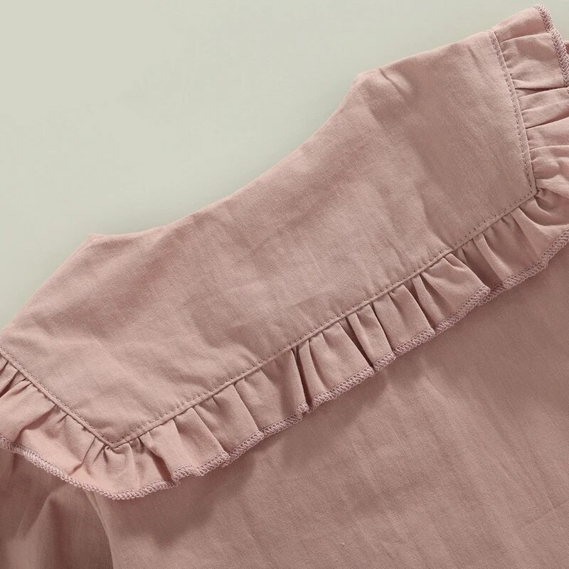 1-5 ani Copii mici Fete Cămăși Bluze în carouri/Guler de păpușă de culoare uni Cămăși cu mânecă lungă Primăvară Toamnă Moda Casual Topuri