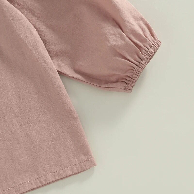 1-5 ani Copii mici Fete Cămăși Bluze în carouri/Guler de păpușă de culoare uni Cămăși cu mânecă lungă Primăvară Toamnă Moda Casual Topuri