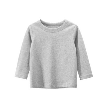 Детско облекло Есен 2024 г. Тениска с дълги ръкави за момче Едноцветна памучна тениска Момичета Активно О-образно деколте Детски дрехи 2-9 години