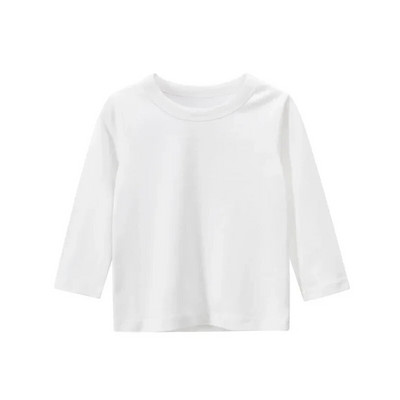 Gyermekruházat 2024. ősz Fiú hosszú ujjú póló, egyszínű pamut póló lányoknak aktív O-nyakú gyerekruhák 2-9 éves korig