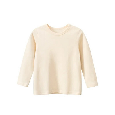Gyermekruházat 2024. ősz Fiú hosszú ujjú póló, egyszínű pamut póló lányoknak aktív O-nyakú gyerekruhák 2-9 éves korig