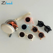 Zilead Fashion Ochelari de soare rotunzi plianți pentru copii, băieți, fete, ochelari de soare vintage, ochelari de soare pentru copii, umbre colorate pentru copii, ochelari UV