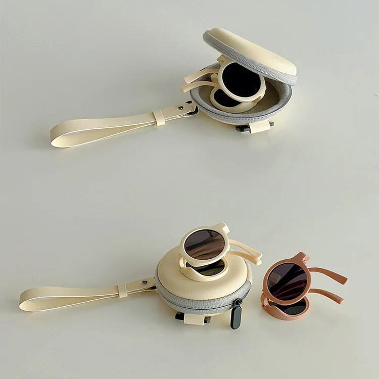 Zilead Fashion Ochelari de soare rotunzi plianți pentru copii, băieți, fete, ochelari de soare vintage, ochelari de soare pentru copii, umbre colorate pentru copii, ochelari UV