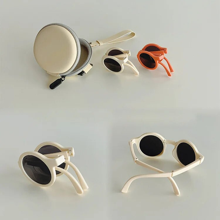 Zilead Fashion Ochelari de soare rotunzi plianți pentru copii, băieți, fete, ochelari de soare vintage, ochelari de soare pentru copii, umbre colorate pentru copii, ochelari UV