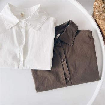Παιδικό πουκάμισο για την άνοιξη και το φθινόπωρο Νέο για αγόρια, βαμβακερό μονόχρωμο πουκάμισο Κορεατικής έκδοσης Παλτό Baby\'s Shirt Fashion