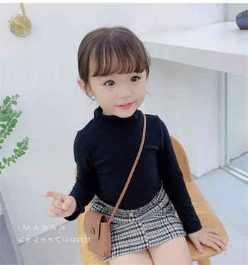 Βρεφικό κοριτσάκι μακρυμάνικο μπλουζάκι 100% βαμβακερό μασίφ μπλουζάκι με ζιβάγκο πουκάμισο με κάτω μέρος για παιδικά ρούχα Παιδικά ρούχα