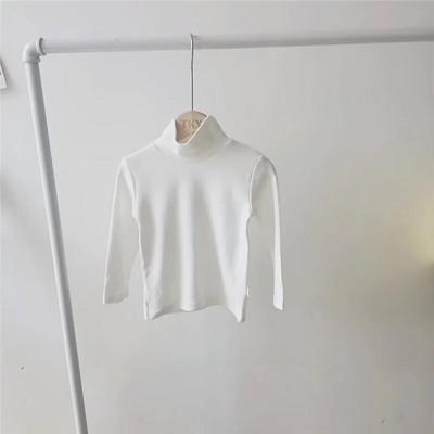 Topuri cu mânecă lungă pentru fetiță, 100% bumbac, tricou solid, cămașă cu gâtul țesut, pentru haine pentru copii pe care le poartă copiii