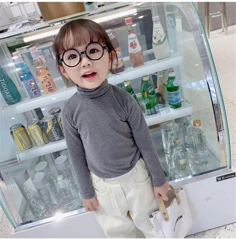 Topuri cu mânecă lungă pentru fetiță, 100% bumbac, tricou solid, cămașă cu gâtul țesut, pentru haine pentru copii pe care le poartă copiii