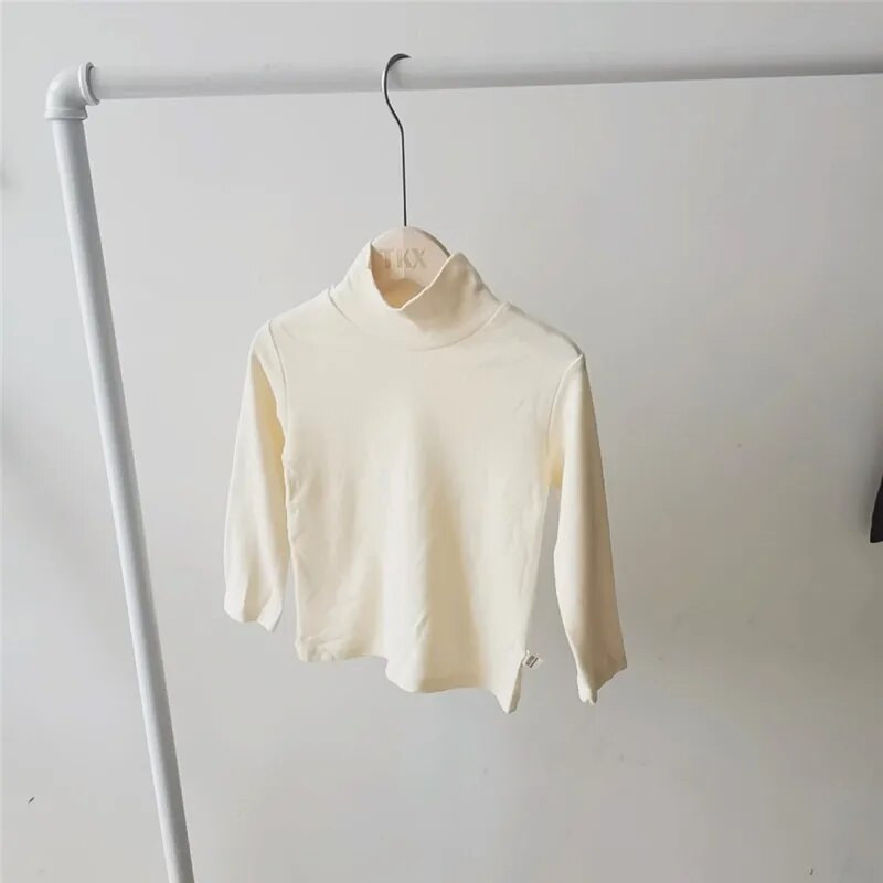 Topuri cu mânecă lungă pentru fetiță, 100% bumbac, tricou solid, cămașă cu gâtul țesut, pentru haine pentru copii pe care le poartă copiii