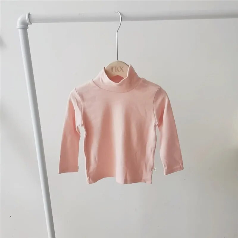 Topuri cu mânecă lungă pentru fetiță, 100% bumbac, tricou solid, cămașă cu gâtul țesut, pentru haine pentru copii pe care le poartă copiii