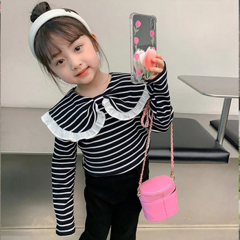 2024 Άνοιξη φθινόπωρο Κορεάτικη μόδα Γλυκό πουλόβερ Κομψή vintage αισθητική Grace Κομψή μπλούζα παιδικά ρούχα Κορίτσια με ρίγες