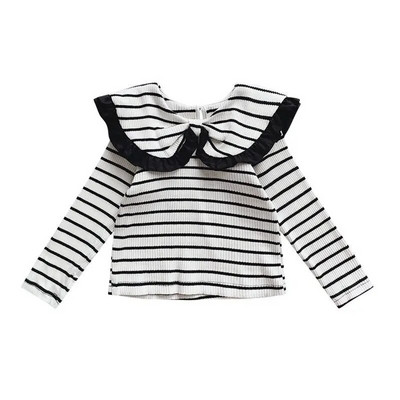 2024. Proljeće Jesen Korejska moda Slatki pulover Chic Vintage Aesthetic Grace Elegantna majica Dječja odjeća Top s prugama za djevojke