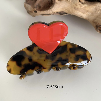 Vintažinės acetatinės širdelės plaukų segtukai moterims su žnyplėmis Geometrinės krabų spaustukai plaukams mergaitėms Leopardo plaukų segtukai plaukų priedai