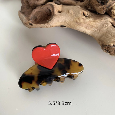 Vintažinės acetatinės širdelės plaukų segtukai moterims su žnyplėmis Geometrinės krabų spaustukai plaukams mergaitėms Leopardo plaukų segtukai plaukų priedai