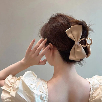Σατέν φιόγκο Γυναικείες σφιγκτήρες με νύχια μαλλιών Χρυσό χρώμα Μεταλλικό Μαλλιά Καβούρι Σταυρός Κλιπ μαλλιών Μόδα Κορεάτικη Κοριτσιά καθημερινά αξεσουάρ μαλλιών Δώρα