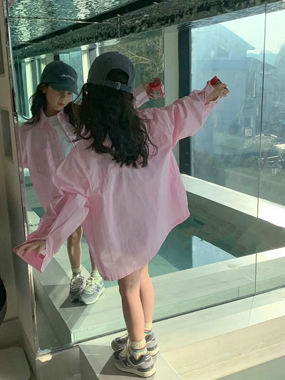 Moda Bebeluș Fetiță Băiat Cămașă Copil Adolescent Copii Bluze Ținută lejeră mâneci lungi de primăvară toamnă Bebeluș haine supradimensionate 3-14 ani