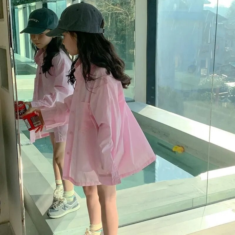 Moda Bebeluș Fetiță Băiat Cămașă Copil Adolescent Copii Bluze Ținută lejeră mâneci lungi de primăvară toamnă Bebeluș haine supradimensionate 3-14 ani