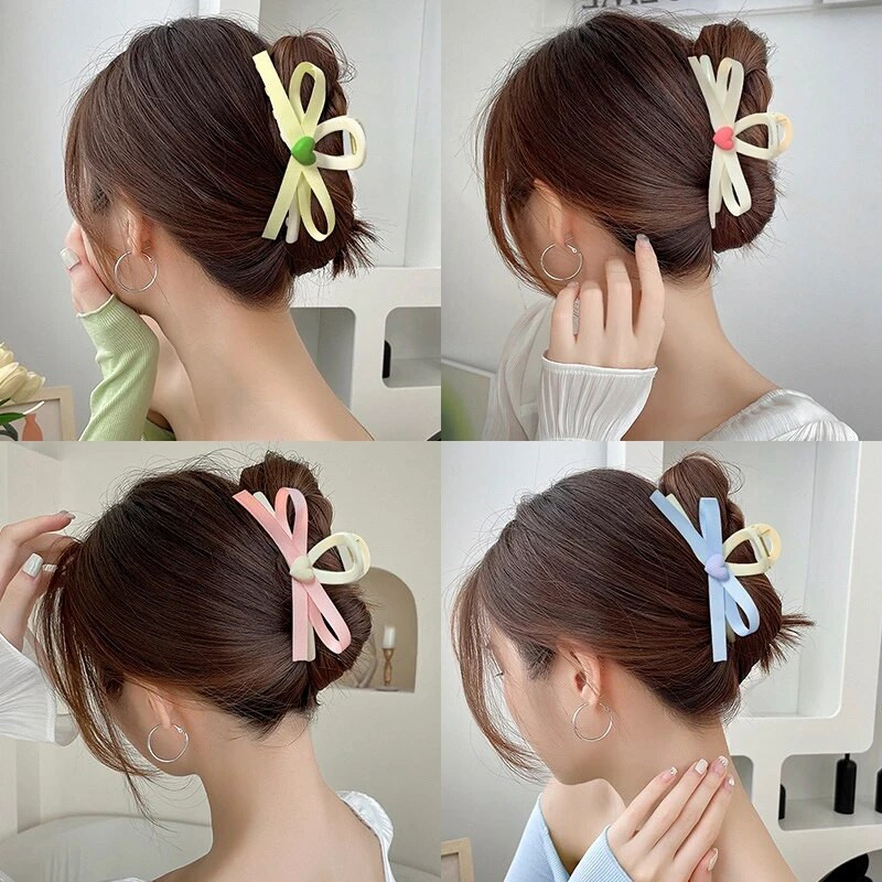 Panglică de mătase dulce cu ciucuri Agrafe cu gheare de păr cu fundă mare pentru femei, clemă elegantă cu fundă neagră, coadă de cal, clemă de păr, accesorii pentru călărie