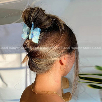 2023 Acetate Butterfly Hair Claw Banana Clip Barrettes Sweet Fairy Geometric Hair Clip Gradient Hairpin Claws Hair Accessories