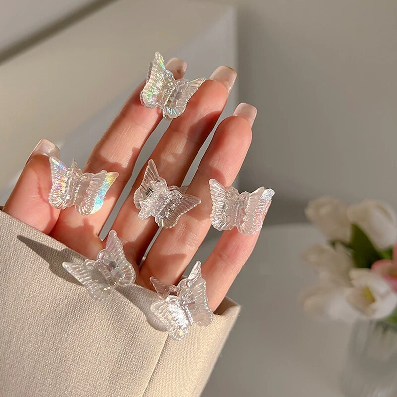 Mini permatomas plaukų krabas drugelis Mažas mielas plaukų letenėlis, saldus griebtuvas, pintos segtukai mergaičių spaustukai spygliuočiai Plaukų priedai Dovana