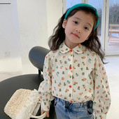 Copii Bebeluși Fete Bluză din bumbac Cămăși Flori de modă Imprimeu urs Copii Copii mici Topuri Haine cu mânecă lungă Vară Primăvară