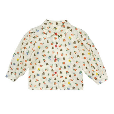 Copii Bebeluși Fete Bluză din bumbac Cămăși Flori de modă Imprimeu urs Copii Copii mici Topuri Haine cu mânecă lungă Vară Primăvară