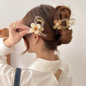Κομψό Flower Hair Claw για γυναίκες Διαφανές ακρυλικό Hair Grab Girls Makeup Updo Hair Clip Ευέλικτο καθημερινά αξεσουάρ μαλλιών