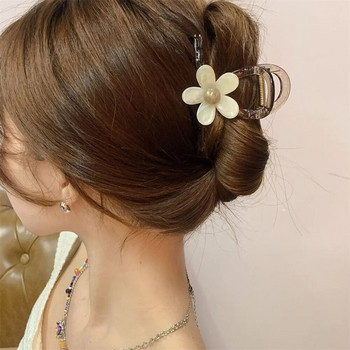 Κομψό Flower Hair Claw για γυναίκες Διαφανές ακρυλικό Hair Grab Girls Makeup Updo Hair Clip Ευέλικτο καθημερινά αξεσουάρ μαλλιών