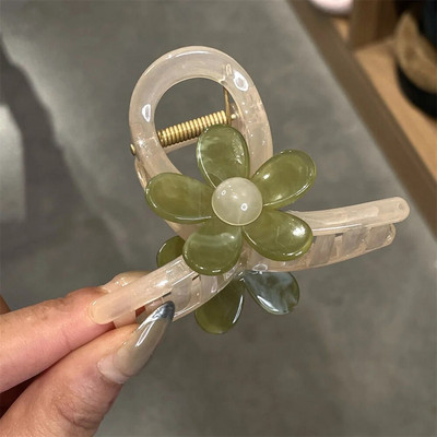 Κομψό Flower Hair Claw για γυναίκες Διαφανές ακρυλικό Hair Grab Girls Makeup Updo Hair Clip Ευέλικτο καθημερινά αξεσουάρ μαλλιών
