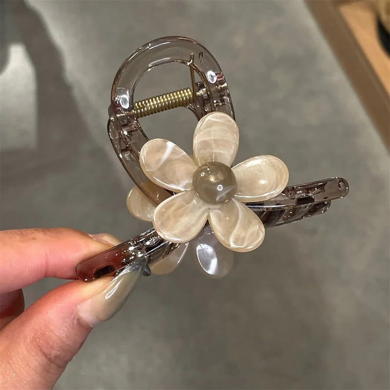 Κομψό Flower Hair Claw για γυναίκες Διαφανές ακρυλικό Hair Grab Girls Makeup Updo Hair Clip Ευέλικτο καθημερινά αξεσουάρ μαλλιών