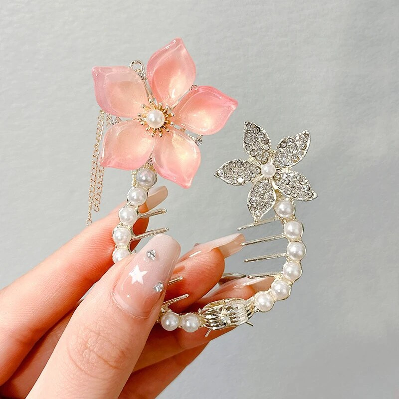 1 vnt. Lady Flower Kutas Pearl plaukų segtukas, galinės uodegos plaukų segtukas plaukų priedai