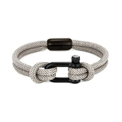 MKENDN személyre szabott férfi tengeri kétszálú kötél karkötő U alakú csavaros csattal, rozsdamentes acél mágnescsattal férfi ajándék