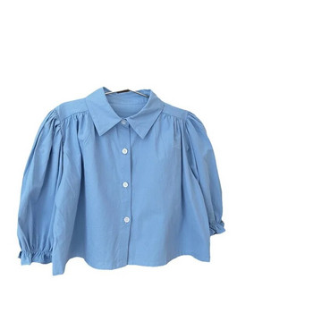 7353 2023 Μακρυμάνικη μπλούζα για κορίτσια Φθινοπωρινή Νέα μόδα Μπλε πουκάμισο για κορίτσια Παιδικά Μπλουζάκια Βρεφικά Ρούχα