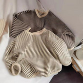 Modni korejski prugasti print Dječja odjeća za bebe Pamučne majice dugih rukava Majice dugih rukava za dječake i djevojčice Jesenski džemperi za bebe