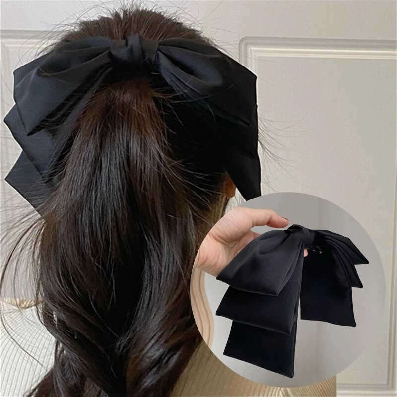 Korejska moda Elegantne satenske mašne kopče za kosu Ženske velike mašne trake kopča za kosu Opuštene ukosnice velike starinske kopče dodaci za kosu
