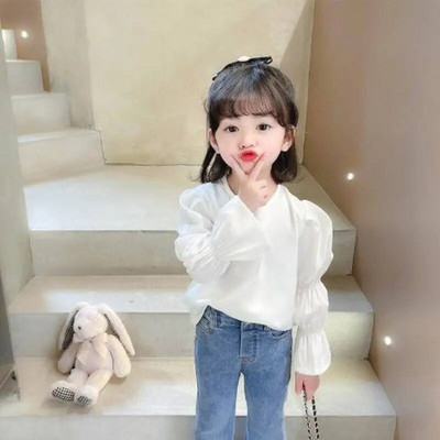 Cămăși șifon pentru copii Fată Toamnă primăvară Bluze Haine pentru copii Moda școală Fete Bluză Copii mici Tricouri 2-8 ani