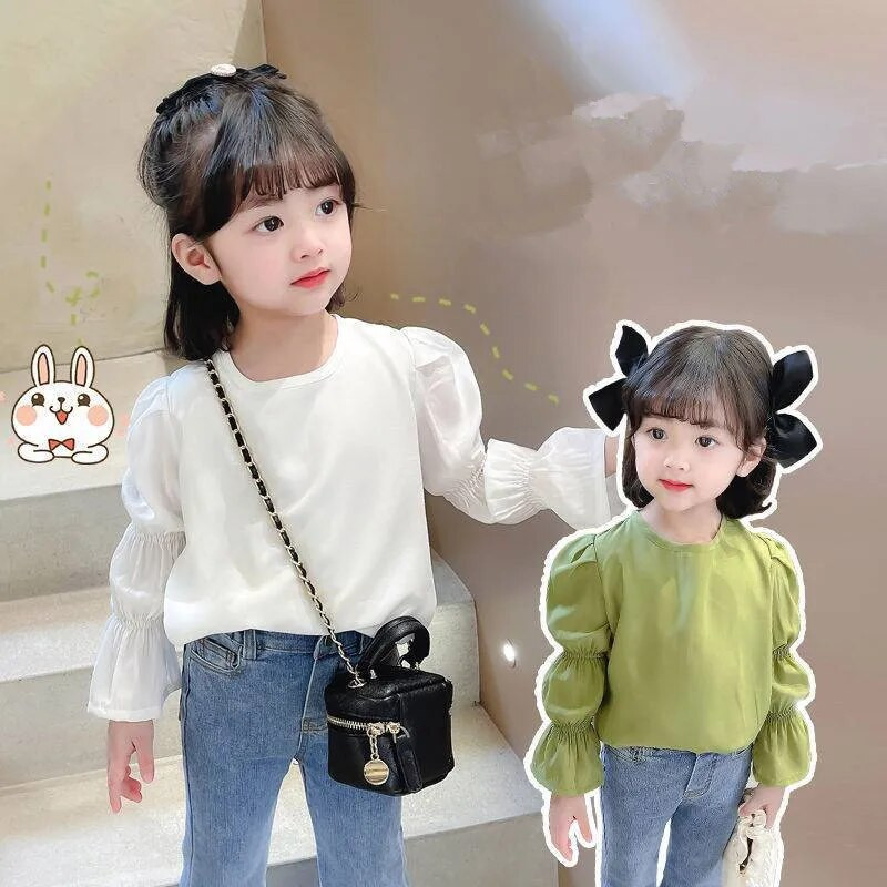Cămăși șifon pentru copii Fată Toamnă primăvară Bluze Haine pentru copii Moda școală Fete Bluză Copii mici Tricouri 2-8 ani
