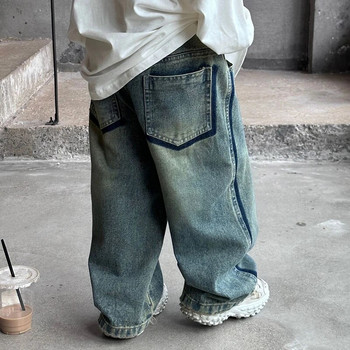 Нови детски ретро дънки за момчета Детски модни дънкови панталони Пролет Есен Корейски ежедневни детски дънки за момчета