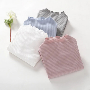 Βαμβακερά μπλουζάκια για κορίτσια 2023 New Baby Παιδικά Ανοιξιάτικα μακρυμάνικα μπλουζάκια με ψηλό λαιμό κάτω μπλουζάκια Θερμικά εσώρουχα