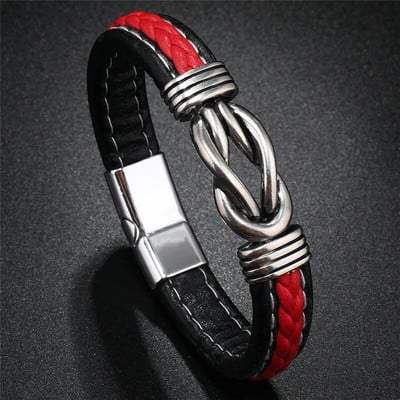 ZORCVENS odinė virvinė apyrankė nerūdijančio plieno odinė pinta apyrankė odinė apyrankė raudona apyrankė vyriški odiniai papuošalai