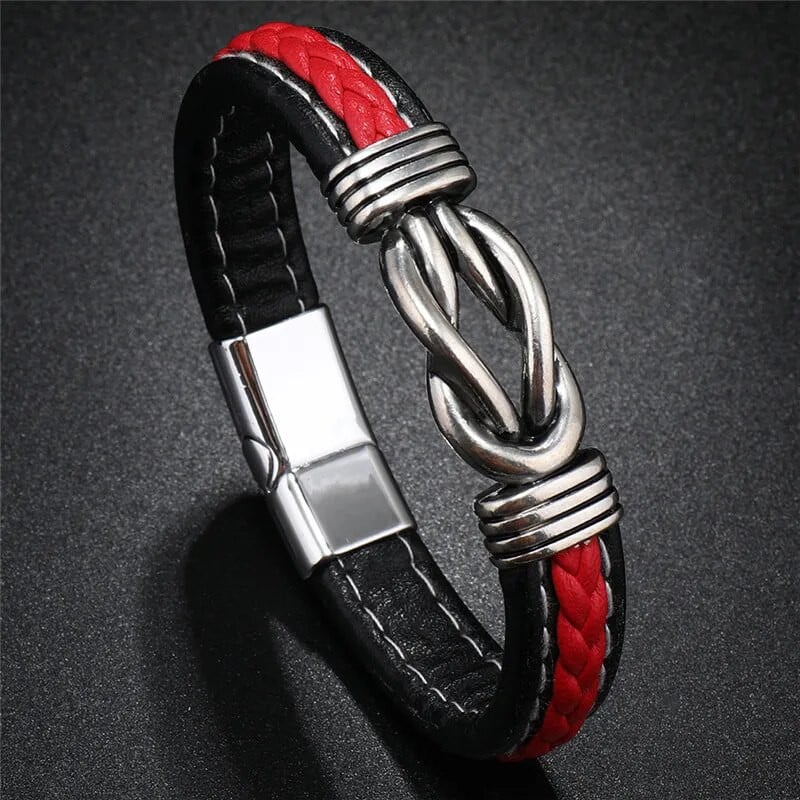 ZORCVENS odinė virvinė apyrankė nerūdijančio plieno odinė pinta apyrankė odinė apyrankė raudona apyrankė vyriški odiniai papuošalai