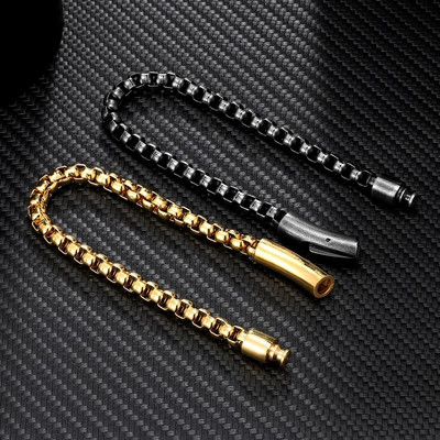 MKENDN Locomotive Men Punk Rock Bicycle Square Rolo Round Box Chain Гривна Неръждаема стомана Магнитна катарама Бижута Мъжки Pulseira