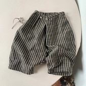 Pantaloni retro pentru copii din bumbac și in în dungi, primăvară, toamnă, noi, japonezi, băieți și fete, ocazional, largi, pantaloni largi WTP122