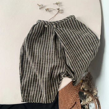 Παιδικό ρετρό ριγέ παντελόνι από βαμβάκι και λινό Άνοιξη φθινόπωρο Νέο ιαπωνικό παντελόνι για αγόρια και κορίτσια, χαλαρό, φαρδύ WTP122