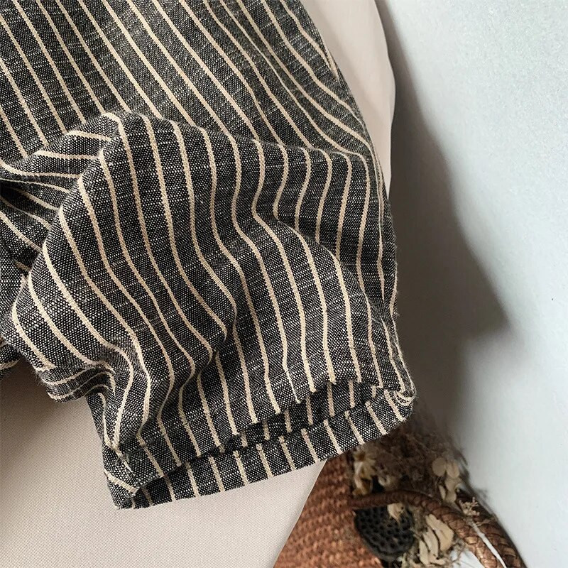 Pantaloni retro pentru copii din bumbac și in în dungi, primăvară, toamnă, noi, japonezi, băieți și fete, ocazional, largi, pantaloni largi WTP122