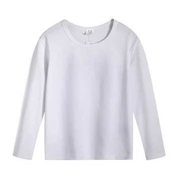 LJMOFA 3-15T Детско облекло, тениски за момичета, момчета, памучни едноцветни черни и бели бебешки горнища с дълги ръкави, дрехи D133