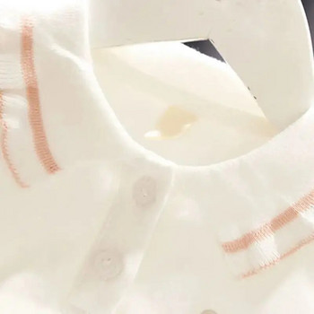 Горнища с дълъг ръкав за бебета и момичета Детска тениска със сладък заек с обърната яка, Детски памучни тениски с поло, Тениски за бебета, подходящи за 1-6 години