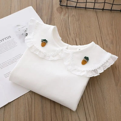 Gyermek ingek Iskolás lányok Fehér hosszú ujjú Csipke ingek Gyerek ing Baba Tipegő Tini Alkalmi gyerekruhák