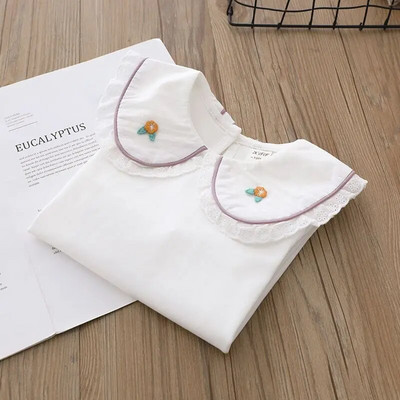 Gyermek ingek Iskolás lányok Fehér hosszú ujjú Csipke ingek Gyerek ing Baba Tipegő Tini Alkalmi gyerekruhák